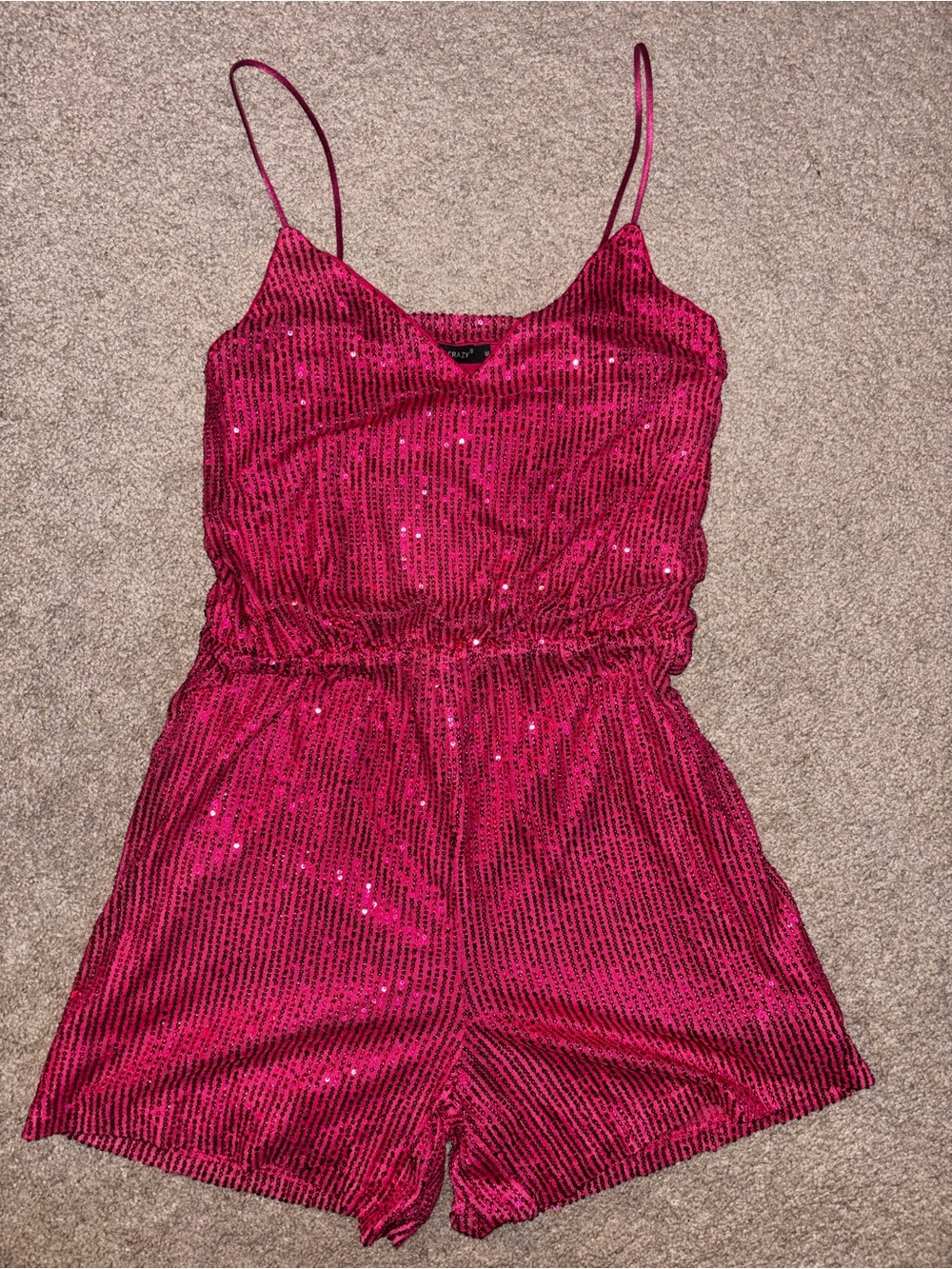Double Crazy Sequin Pink Romper